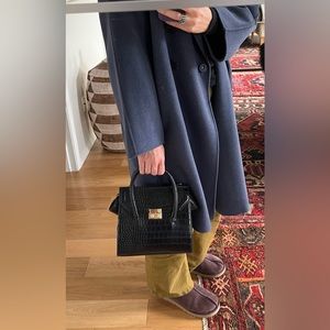 NWOT Zara navy faux crocodile bag